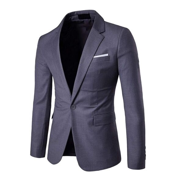 Men’s Gray Suit Jacket Blazer One Button Notched Lapel Business Size XL NWT - Picture 9 of 11